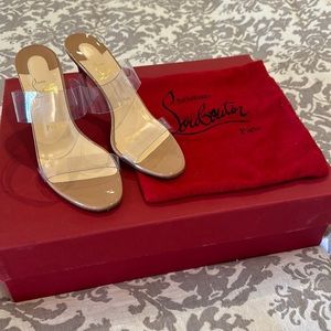 Christian Louboutin nude clear sandal heels